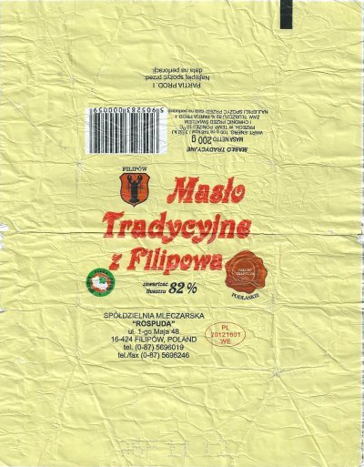Filipow maslo tradycyjne z filipowa rospuda podlaskie 200g PL 20121601 WE Pologne
2012-11-02