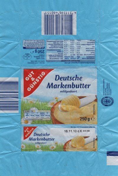 Deutsche markenbutter mildgesauert gut & günstig 250g DE NW 204 EG Rhénanie du nord-Westphalie Allemagne
2011-05-05