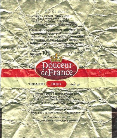 Douceur de France unsalted doux 10g FR 63.417.01 CE Auvergne France
2012-12-12
