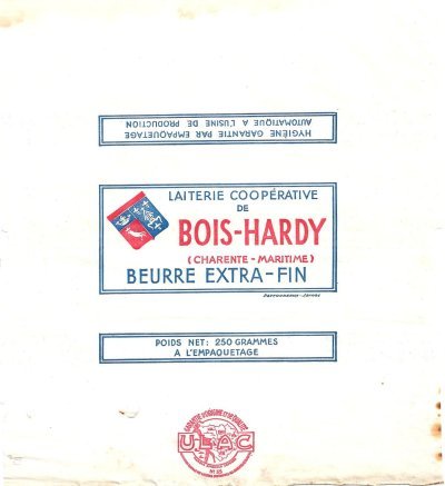 Laiterie coopérative du Bois-Hardy Charente-Maritime beurre extra-fin ULAC 250g Poitou-Charentes France