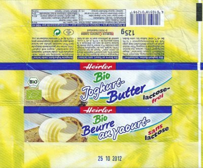 Heirler bio joghurt butter lactose frei bio beurre au yaourt sans lactose 125g DK M123 EG Allemagne
2013-05-20