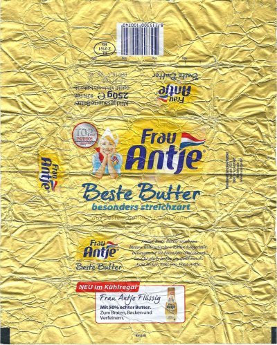Frau antje beste butter besonders streichzart aus bestem hollandischen rahm top marke 2012 250g NL Z 0161 EG Allemagne
2013-05-27