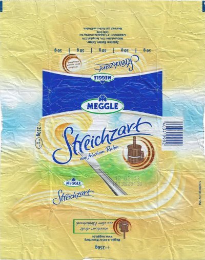 Meggle streichzart aus frischem rahm www.meggle.de 250g DE BY 111 EG Bavière Allemagne
2013-05-27