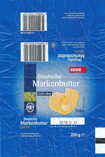 Rewe deutsche markenbutter süssrahm 250g DE TH 606 EG Thuringe Allemagne
2013-05-27