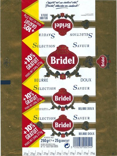 Bridel beurre sélection saveur doux 250g + 25g gratuit + 10% gratuit 275g F 35.167.01 CEE Bretagne France
2013-05-29