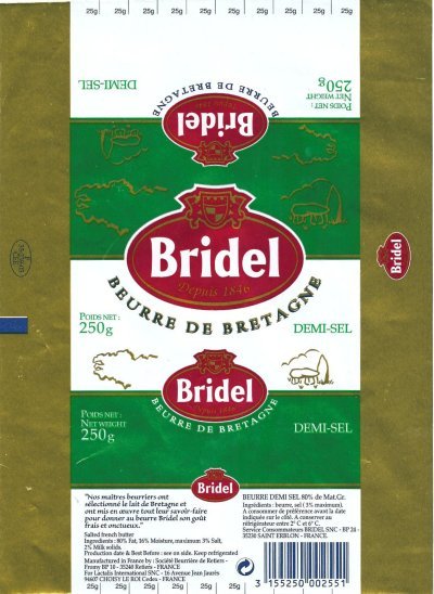 Bridel depuis 1846 beurre de Bretagne demi-sel 250g F 35 239.05 CEE France
2013-05-30