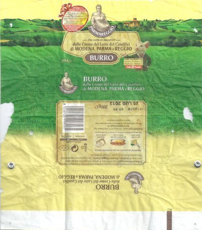 Burro della creme del latte dei caseifici di Modena, Parma e Reggio parmareggio 200g IT 08 50 CE Italie
2013-05-31