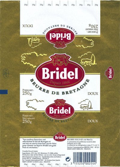 Bridel beurre de Bretagne doux 250g F 35.239.05 CEE France
2013-06-04