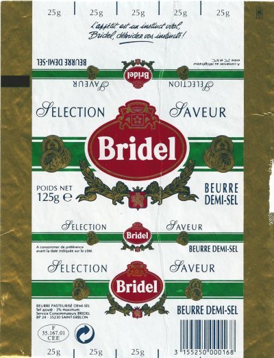 Bridel sélection saveur beurre demi-sel 125g F 35.167.01 CEE Bretagne France
2013-06-04