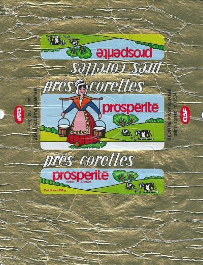 Prospérité prés corettes beurre pasteurisé Arras usine agréée n° 1534 250g Nord-Pas de Calais France
2014-02-20