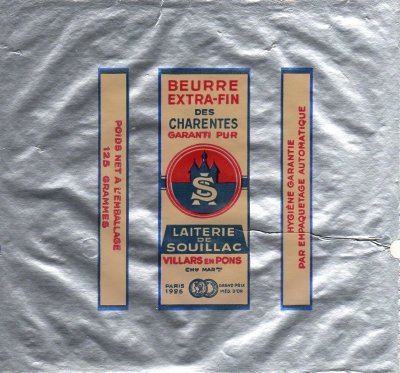 Laiterie de Souillac Villars en Pons beurre extra fin des Charentes 125g Poitou-Charentes France
2011-07-14