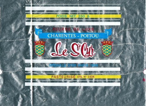 Le St Cyr Charentes-Poitou beurre de luxe médaille d'or Paris 1966 pasteurisé STIL n° 2334 250g Poitou-Charentes France
2014-03-28