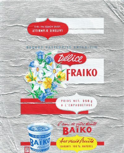 Fraiko délice l'ami de votre santé baïko aux vrais fruits beurre pasteurisé extra-fin laiterie d'Ambilly usine agréée n° 1813 Rhône-Alpes France
2014-04-01
