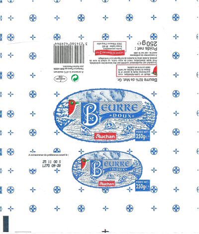 Auchan beurre doux 250g F 44.003.001 CEE Pays de Loire France
2014-04-11