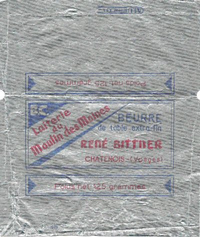 René Bittner beurre de table extra-fin laiterie du Moulin des Moines Chatenois Vosges 125g Lorraine France
2014-04-14