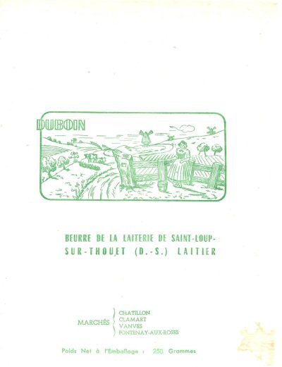 Duboin beurre de la laiterie de Saint-Loup sur-Thouet D. - S. Laitier 250g Poitou-Charentes France
2014-05-21