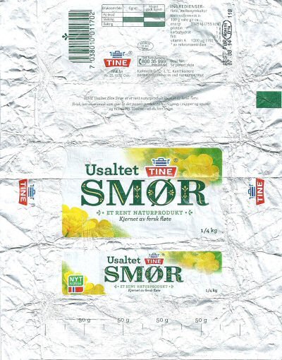 Smor usaltet et rent naturprodukt tine nyt Norge 1/4 kg 250g NORGE M 341 EFTA Norvège
2014-08-20