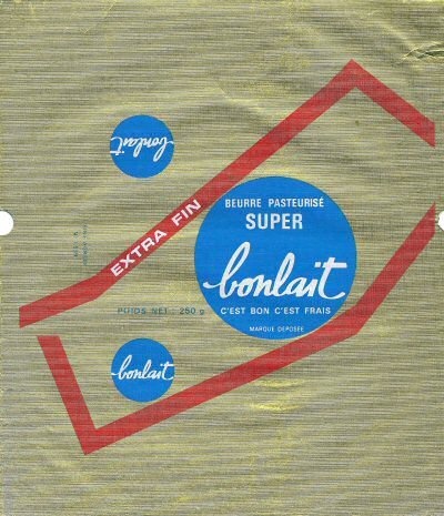 Bonlait c'est bon c'est frais beurre pasteurisé super extra fin usine agréée 1659 250g France
2014-09-11