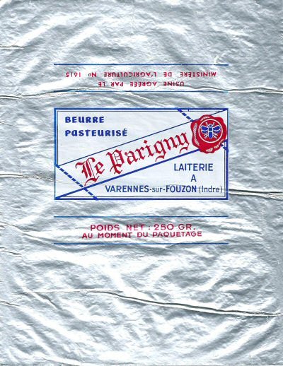 La Parigny laiterie à Varennes-sur-Fouzon Indre 250g usine agréée n° 1615 Centre France
2014-11-11