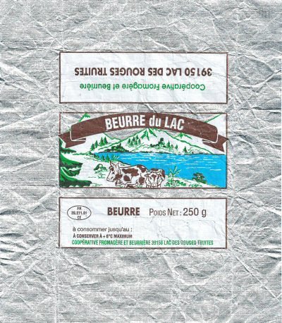 Beurre du Lac coopérative fromagère et beurrière 39150 Lac des Rouges truites 250g FR 39.271.01 CE Franche-Comté France
2015-03-02