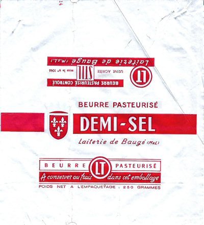 LT beurre pasteurisé demi-sel laiterie de Baugé usine agréée n° 1044 250g Pays de Loire France
2016-10-05