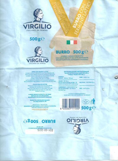 Virgilio burro con fermenti lattici 500g IT 03 131 CE Italie
2017-01-17