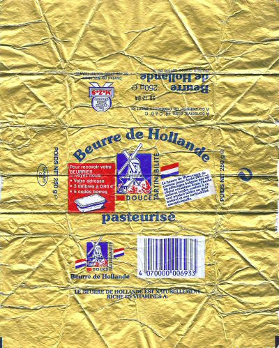 beurre de Hollande pasteurisé douce tartinabilité 250g DE BW 020 CE