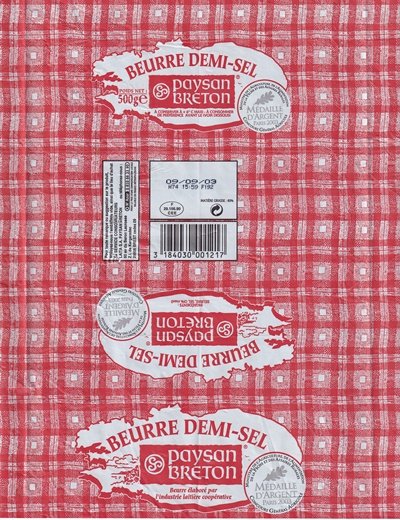 Paysan breton beurre demi-sel médaille d argent Paris 2003 500g F 29.156.90 CEE Bretagne
2020-02-23
