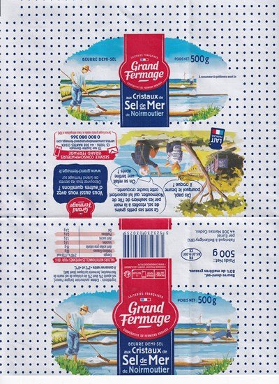 Grand fermage beurre demi-sel aux cristaux de sel de mer de Noirmoutier lait français 500g FR 85.019.001 CE Pays-de-Loire
2020-10-26