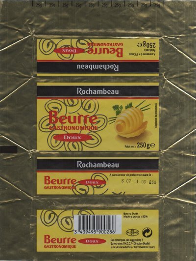 Rochambeau beurre gastronomique doux 250g FR 44.003.001 CE Pays de Loire France
2011-05-04