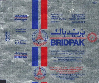 Bridpak unsalted french butter from France 113,5 Moyen-Orient
2012-02-24