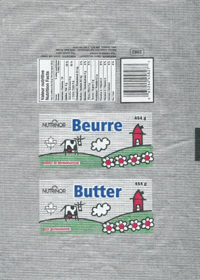 Beurre butter nutrinor 454g Québec Canada
2012-04-01