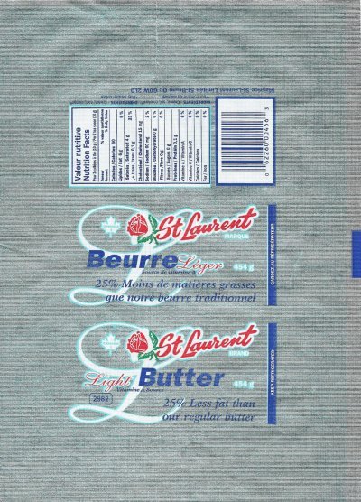 Beurre léger light butter St Laurent 454g Québec Canada
2012-04-01