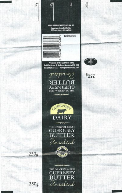 Guernsey dairy the original & best Guernsey butter unsalted 250g UK GX007 EC Guernesey Royaume-Uni
2012-04-12