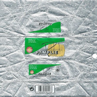 Pamplie le beurre des chefs fabrication traditionnelle en baratte beurre à la fleur de sel de Île de Ré AOP 250g FR 79.200.001 CE Poitou-Charentes Franc
2012-05-23