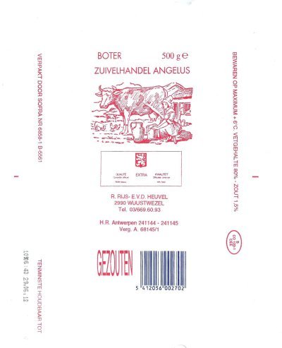 Zuivelhandel angelus boter gezouten 500g BE CO 122-1 CEE Belgique
2012-08-08
