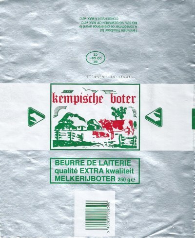 Kempische boter beurre de laiterie qualité extra kwaliteit melkerijboter 250g BE CO 122-1 CE Belgique
2012-09-17